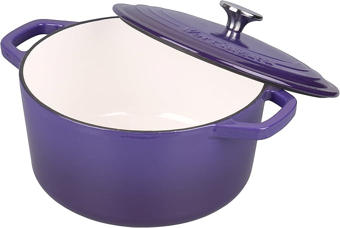 VORRINGARD Enameled Cast Iron Dutch Oven Pot with Lid, for Bread Baking, Round Bread Oven- include Sourdough Bread Baking Supplies Set, 4.5QT, Purple