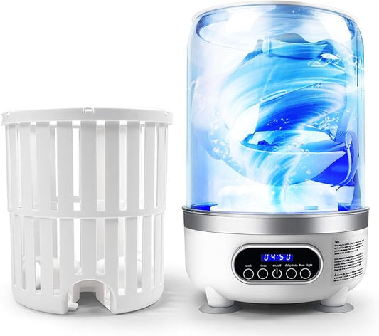Portable Mini Washing Machine | Compact Deep Cleans Underwear, Baby Clothes, Small Laundry | Type-C, Spin-Dry & UV /4000 mAh Battery (3L-WHITE)