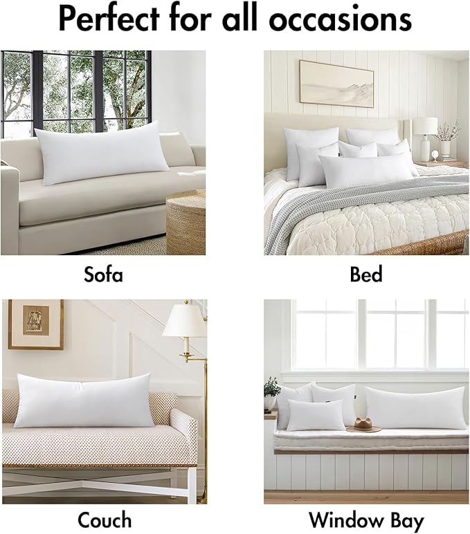 MIULEE 18x22 Inch Throw Pillow Insert Premium Throw Pillow Virgin Microfiber Stuffer Rectangle Pillow for Sofa Bed Couch