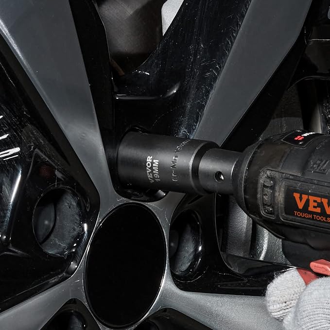 VEVOR Impact Socket Set 1/2 Inches 26 Piece Deep Sockets, 6-Point, Rugged Construction, Cr-V, 1/2 Inches Drive Socket Set Impact Metric 10mm - 36mm, with a Storage Cage