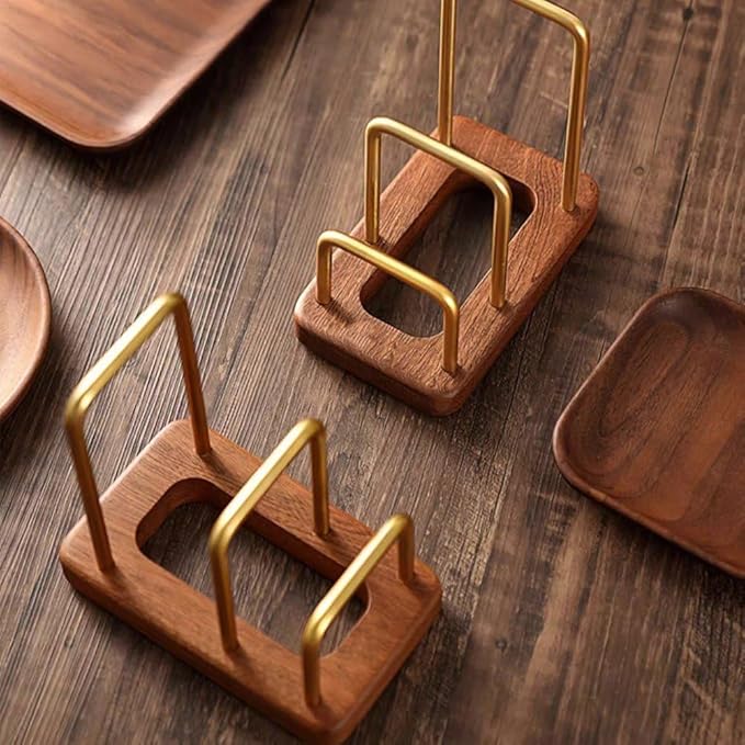 Chopping Board Rack with Wood Base Multi Layer Lid Holder Baking Pan Storage Organiser Cabinet Accessory for Home Kitchen
