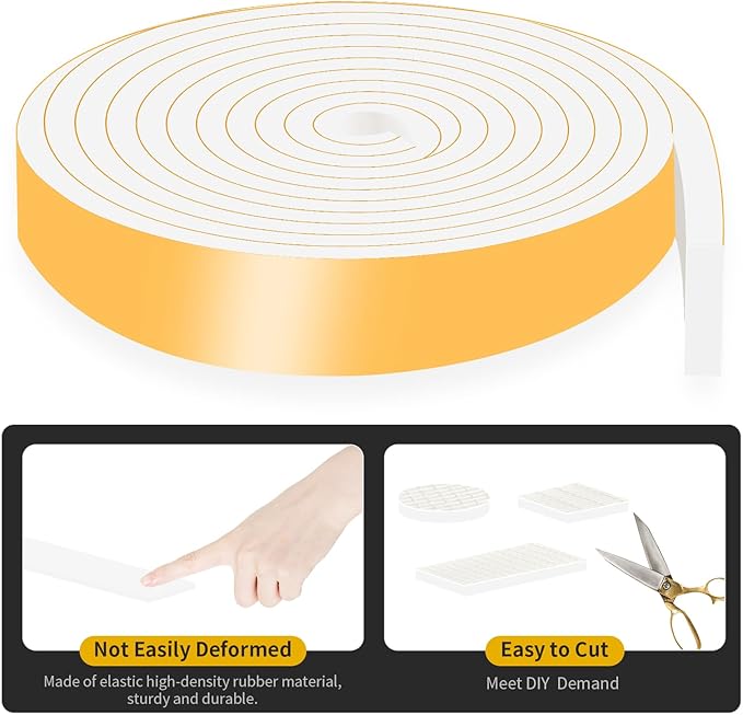 Weather Stripping Door Seal,Door Weather Seal,Soundproof,High Density CR Foam for Front Door Frame,Windows (White,2 in x 1/4 in x 13Ft)