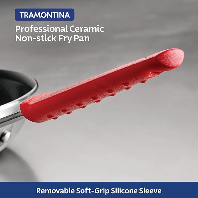 Tramontina Professional 10-Inch Ceramic Non Stick Frying Pan | Heavy-Gauge Aluminum Skillet with Ceramic Nonstick Coating, Dishwasher and Oven Safe, Black, Made in Brazil