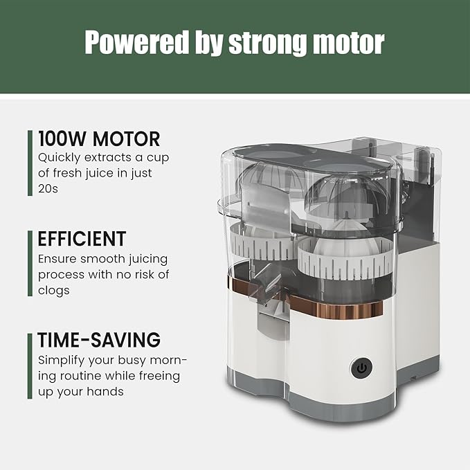 Dual-head Electric Juicer, 400Ml Electric Twin Citrus Juice Maker with 8-Blade Pulp Groove, Safe Without Blade, Removable Easy To Clean