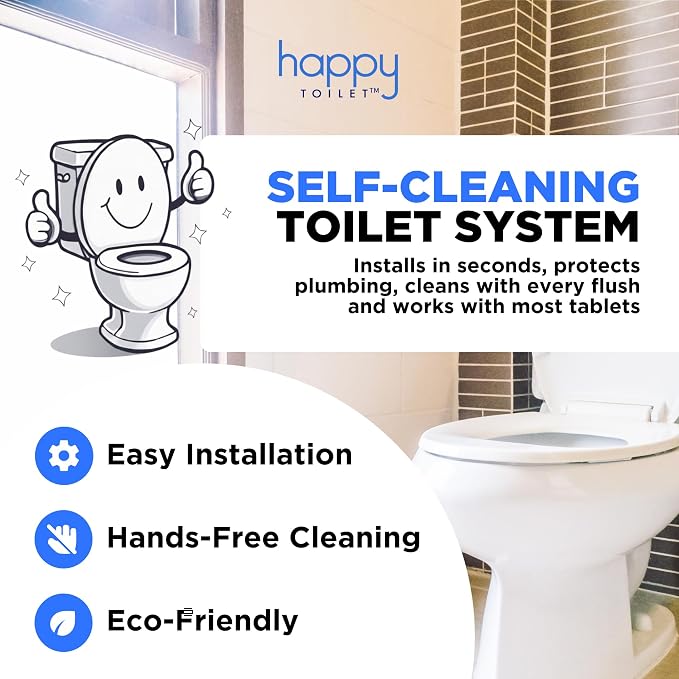 Happy Toilet Cleaner Deuce - Compatible w/Kohler Toilets & Canister Flushing Systems, Automatic Toilet Bowl Cleaner Toilet Tablet Holder Toilet Cleaning System for Auto Filter Self Cleaning Flush 2PK