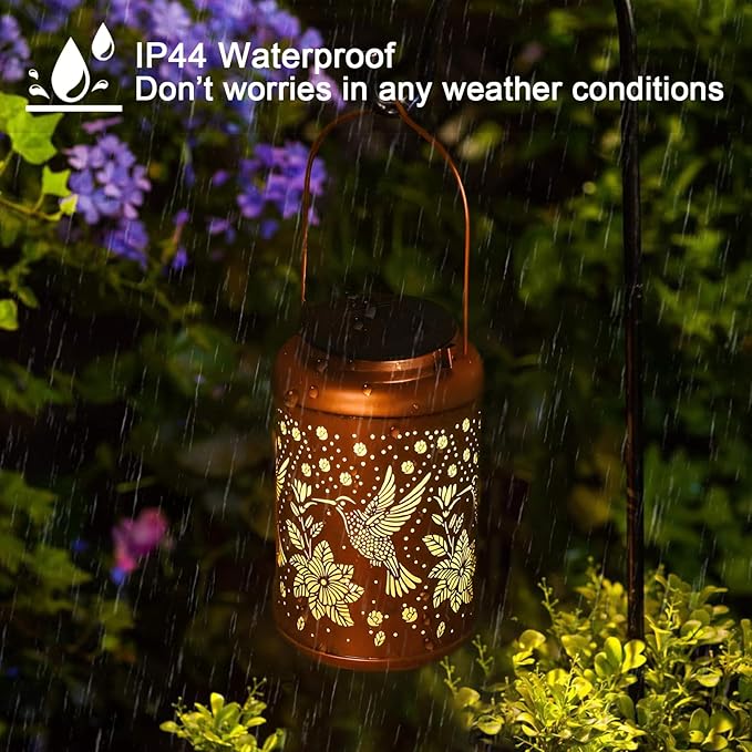 Birthday Gifts for Women Mom Grandma, Mothers Day Gifts, 2 Pack Hummingbird Solar Lights Outdoor Waterproof, Decoration Outside for Outdoor, Yard, Garden Decor Solar Lantern
