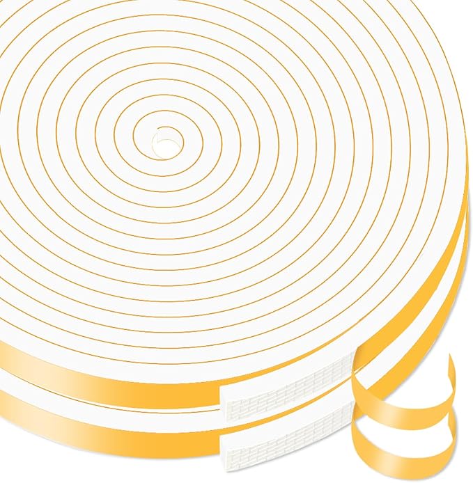 Weather Stripping Door Seal Strip,Front Door Weather Stripping,Insulation Tape for Door Frame,Window,Air Conditioner (White,1/4 in X 1/16 in x 66Ft)