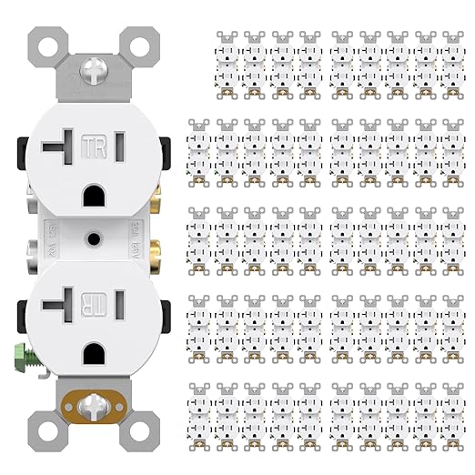 AIDA 20 Amp Outlet Duplex Electrical Receptacle Outlets,Power Outlet,Tamper Resistant,Heavy-Duty Receptacle Wall Outlet,Residential,2Pole,3-Wire, Self-Grounding Clip, NEMA 5-20R,UL Listed 10 Pack