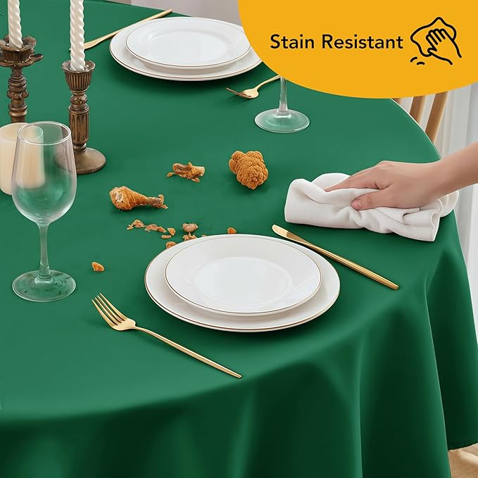 6-Pack Hunter Green Round Tablecloths, 120 Inches, Stain-Resistant Polyester for 5-6 Ft Round Tables - Washable Table Covers for Weddings, Banquets, Birthday Parties, Events
