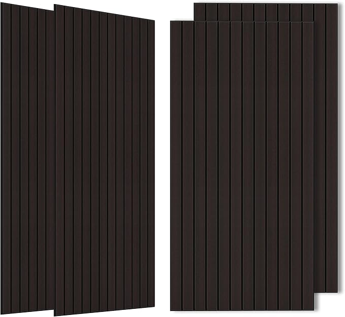 Wood Veneer Acoustic Panels,4 Pack 47.2”x23.6” Sound Panels, Decorative Large Wood Panels for Wall, for Office,Home Theater,Studio,Living Room,Ebony