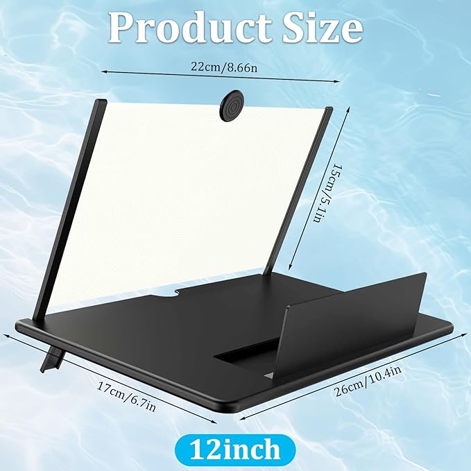 12 inch Screen Magnifier for Smartphone,3D HD Screen Expanders for Movies, Videos, and Gaming, Screen Magnifier with Adjustable Angle Design Amplifier Desktop Magnifying, Gift for Mom Dad Men Friends