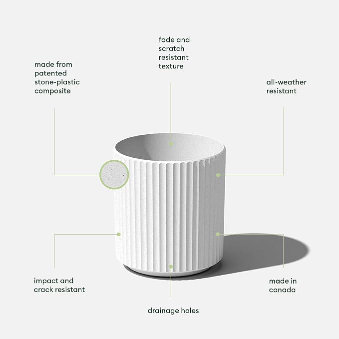 Veradek Demi Series Round Planter for Porch, Patio, Backyard | Durable Plastic-Concrete Material | Modern Décor for Tall Plants, Flowers