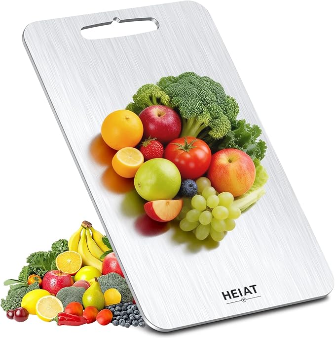 Titanium Cutting Board Set of 3, 100% Pure Titanium Cutting Boards for Kitchen, Non-Toxic, Double-Sided Chopping Boards for Raw & Cooked Food, Handles Included, Dishwasher Safe(13” x 8”)