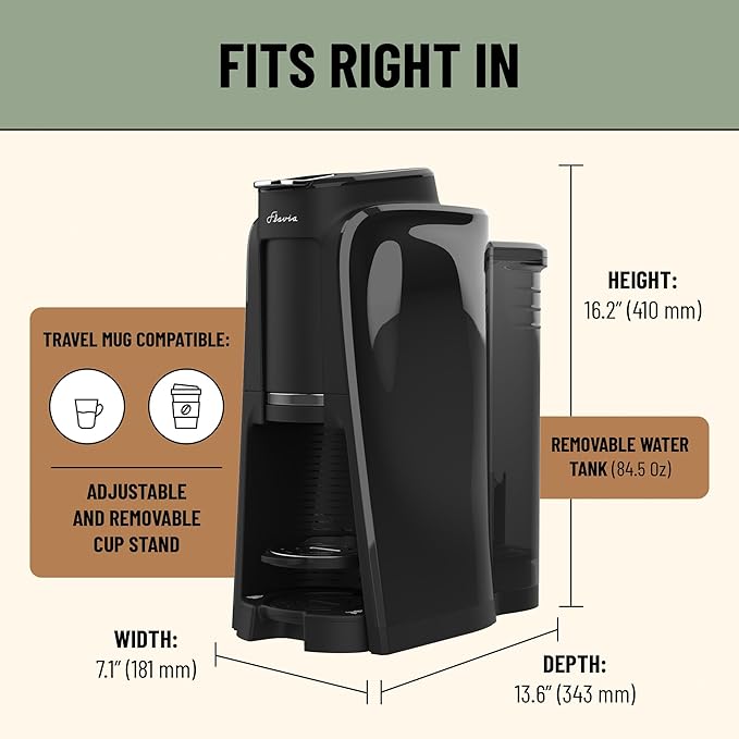 Flavia Aroma Brewer - Coffee Machine, Makes Coffee, Lattes, Tea, and other Hot or Iced Beverages with Single-Serve Freshpacks, Multiple Brew Sizes, Grey, Works ONLY with Flavia Freshpacks.
