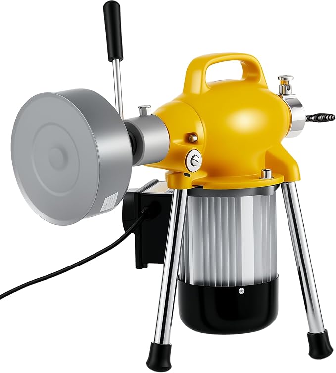GarveeLife Electric Sewer Snake Drain Auger, Drain Cleaner Machine with 66FT x 5/8" & 16FT x 3/8" Steel Cables, 7 Cutters, 500w Power Auto Feed Pipe Snake for 3/4" to 4" Pipes for Sink Toilet Drainage