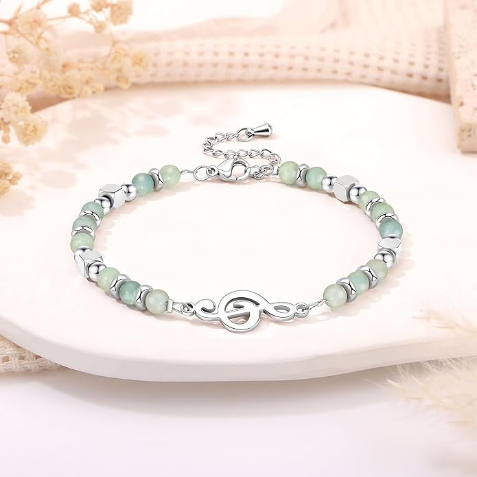 JoycuFF 𝗚𝗶𝗳𝘁𝘀 𝗳𝗼𝗿 𝗪𝗼𝗺𝗲𝗻 𝗠𝗼𝗼𝗻𝘀𝘁𝗼𝗻𝗲 𝗕𝗿𝗮𝗰𝗲𝗹𝗲𝘁 Amazonite Colorful Imperial Jasper Stainless Steel Beads Bracelets, Mothers Day Birthday Christmas Valentines Graduation Gifts