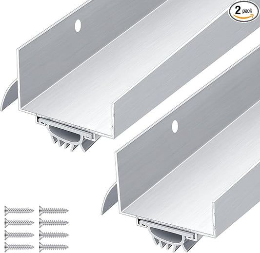 MorningRo 2 Pcs 1-3/4" x 36" U Shaped Aluminum Door Sweep for Bottom of Door with Drip Cap Screw-on Metal Weather Stripping Seal Draft Stopper Threshold for Exterior Front Doors (Silver)