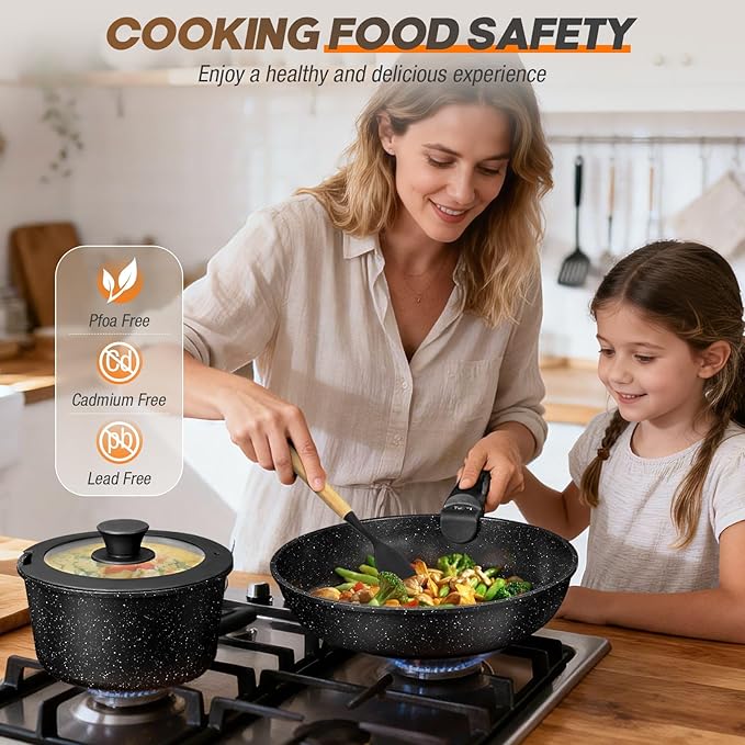 pots and Pans Set, Nonstick Cookware Set Detachable Handle, Induction Kitchen Cookware Sets with Removable Handle, Non Stick RV Cookware Set, Dishwasher ＆ Oven Safe (21 PCS)