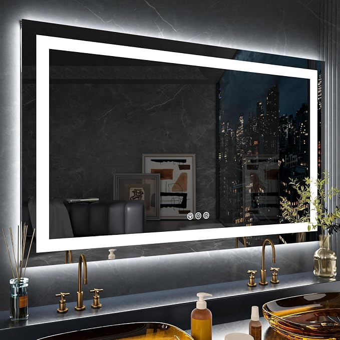 LOAAO 72"X36" RGB LED Bathroom Mirror with Lights, Anti-Fog, Dimmable, Lighted Bathroom Vanity Mirror, Multiple Light Modes, RGB Backlit + Front Light, Memory Function, Tempered Glass, ETL Listed