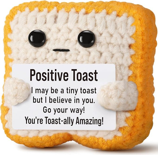 Mini Funny Crochet Toast–Fathers Day Birthday Gift for Dad Mom Graduation Students, Teacher Appreciation Daughter, Sister, Best Friends–Small Cute Stuff Things, Positive Crochet Toast Decor