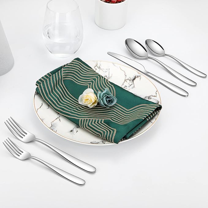 40-piece Silverware Set for 8, Stainless Steel Flatware Cutlery Set, Kitchen Utensil Tableware sets Include Spoon, Fork & Knife for Home, Dishwasher Safe