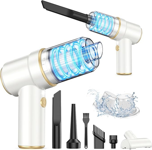 KMM Handheld Car Vacuum Cleaner, 9000PA Hand Held Vacuum & Air Duster | Strong Suction, 120W High Power, Portable, Cordless, Multi-Nozzles & LED Light, for Home, Car, Office