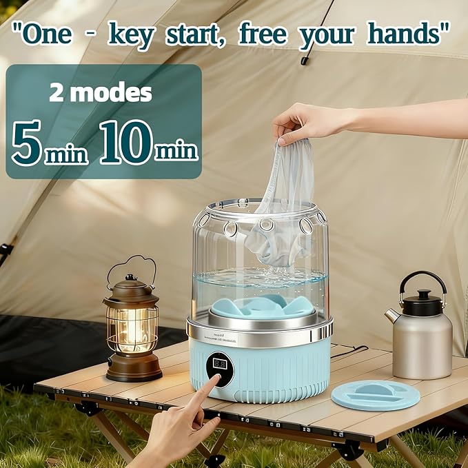 Portable Mini Washing Machine - 2025 Upgraded Washer for Underwear, Bra, Socks - Rechargeable Cordless Laundry Cup - Compact Travel Washers