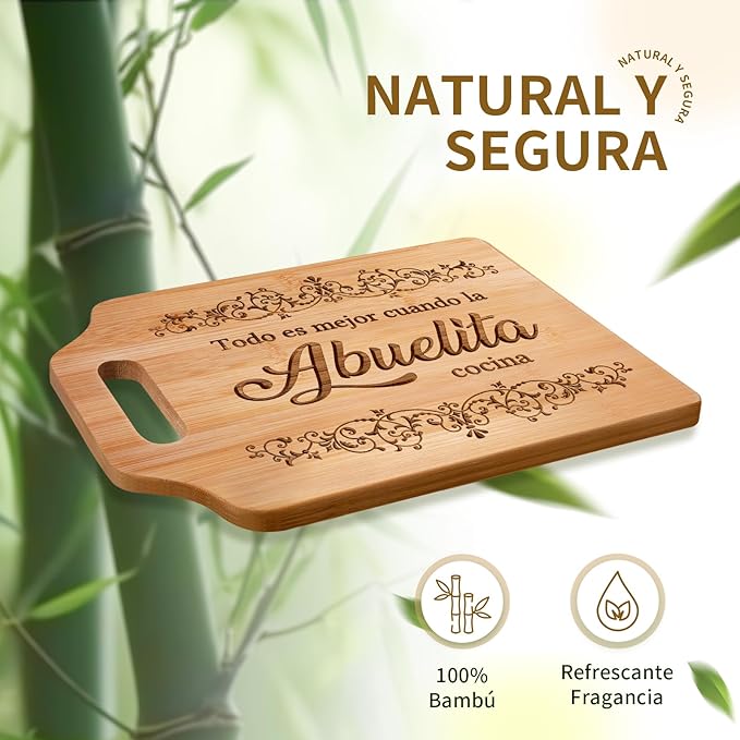 AceThrills Abuelita Gifts for Abuelita Mothers Day Gifts in Spanish for Birthday, Christmas - Engraved Bamboo Cutting Board 12.3"L x 8.7"W x 0.4"Th, Regalo Para Abuelitas