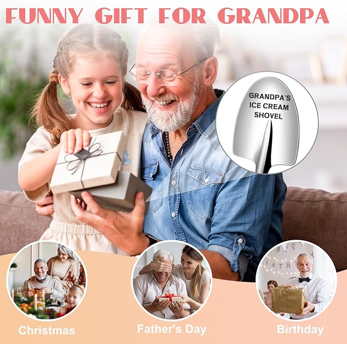 Funny Gifts for Grandpa Birthday Fathers Day Christmas Stocking Stuffers - Grandpa's Ice Cream Shovel