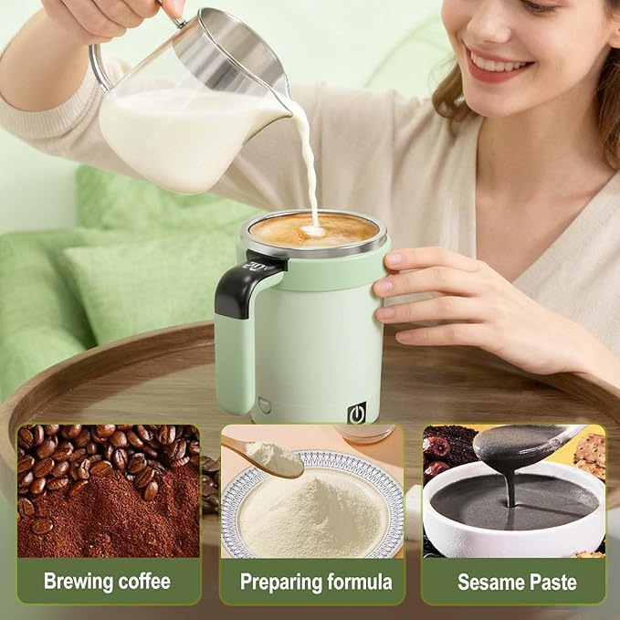Electric Coffee Mug Cup Self Stirring Coffee Tumbler Travel Coffee Mug Warmer Automatic Magnetic Stirring Coffee Mug Coffee Travel Mug Stirring Cups Coffee Mug Warmer (Black)