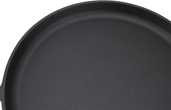 Cast Iron Pan Cast Iron Pancake Flat Skillet 35cm Thickened Stick Frying Pan for Uniform Heating Uncoated Design Ideal for Pancakes Crepes Tortillas Easy to Store (35cm)
