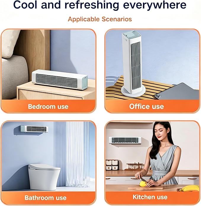 Conditioner, 3 Speed Remote Control Desktop Air Fan, USB Rechargeable Portable Cooling Air Conditioner Fan for Indoor Home Bedroom Office Kitchen