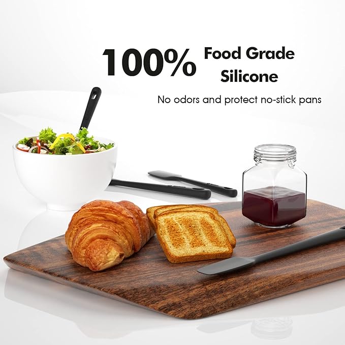 ChefAide 4 Pieces Silicone Spatula Set, Food Grade Rubber Spatula, Upgrade Strong Handle with Ergonomic Grip, Heat Resistant Up to 600°F for Nonstick Cookware, Cooking Baking Mixing