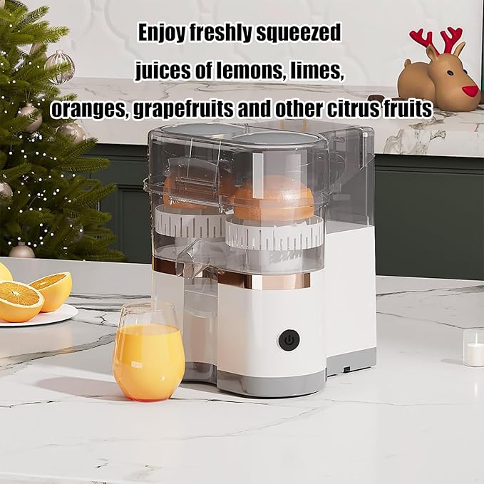 Dual-head Electric Juicer, 400Ml Electric Twin Citrus Juice Maker with 8-Blade Pulp Groove, Safe Without Blade, Removable Easy To Clean