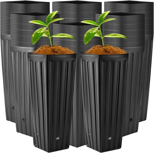 Nuenen 600 Pcs Tall Pot Plastic Deep Plant Nursery Pots Black Seedling Flower Plant Container with Drainage Holes for Indoor Outdoor Gardening (11.8" H X 3.9" W)