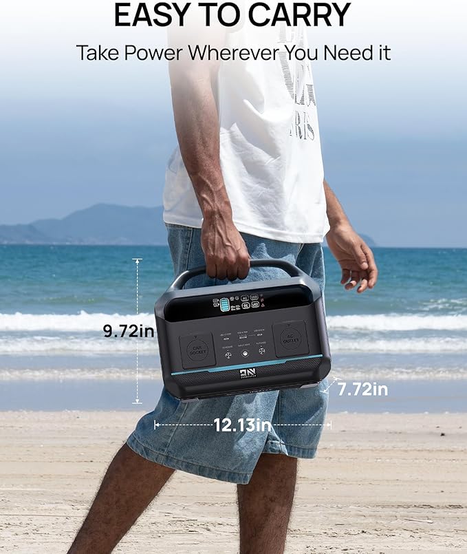 DaranEner Portable Power Station 600W (1200W Surge), 576Wh LiFePO4 Battery Generator, 550W Fast AC Charging, USB-C 100W, Power Backup for Camping, RV, Home Power Outage & Emergency