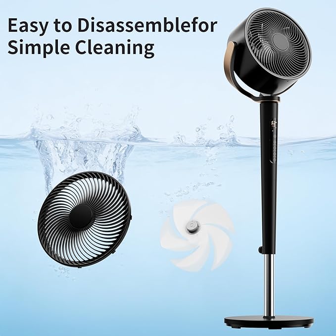 AKIRES Pedestal Fan for Bedroom,120°+120°Omnidirectional Oscillating Standing Fan,Quiet Floor Fan with DC Motor