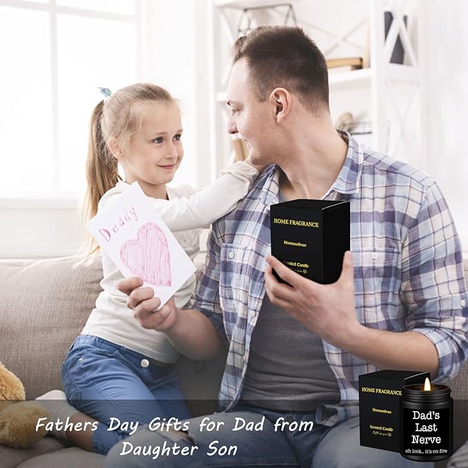 Homsolver Dad Gifts from Daughter Son, Gift for Dad Who Wants Nothing, Birthday Fathers Day Christmas for Stepdad Adoptive Father, Dad's Last Nerve Sandalwood Scented Candle