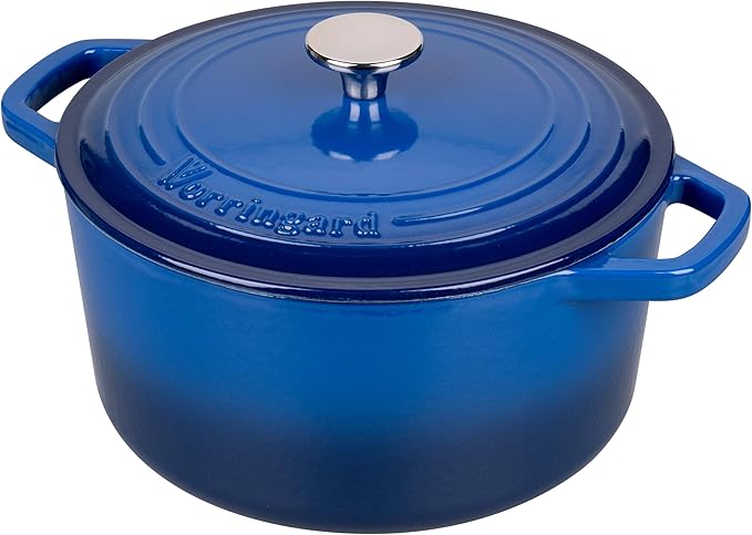 VORRINGARD Enameled Cast Iron Dutch Oven Pot with Lid, for Bread Baking, Round Bread Oven- include Sourdough Bread Baking Supplies Set, 4.5QT, Blue