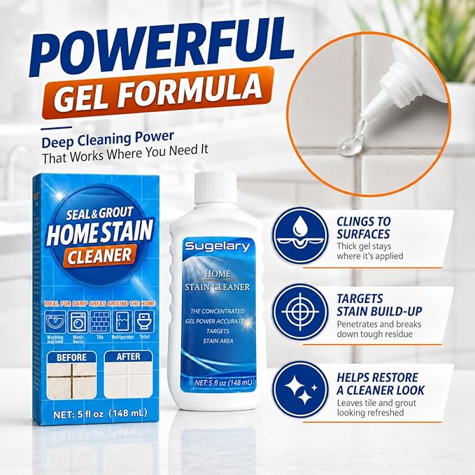 Sugelary Mold Stain Cleaning Gel, 5 Fl oz All-Purpose Household Cleaner Gel for Front Loader Seal, Bathroom Grout, Sink, Shower, Caulk, Washing Machine Cleaning Solution