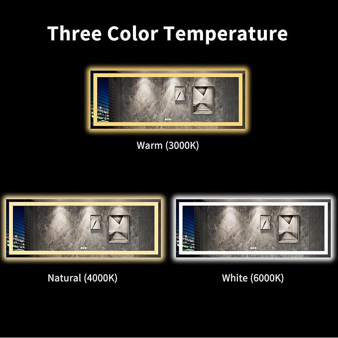 LOAAO 96"X36" LED Bathroom Mirror with Lights, Anti-Fog, Dimmable, Backlit + Front Lit, Lighted Bathroom Vanity Mirror for Wall, Memory Function, Tempered Glass, Shatter-Proof, ETL Listed