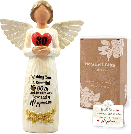 80th Birthday Gifts for Women - Best Happy Birthday Gift for 80 Year Old Woman Moms Grandmothers Friends Unique 80th Angel Figurine Decorations