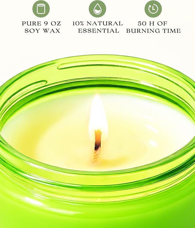 AOOVOO Green Apple Odor Eliminating Highly Fragranced Candle - Eliminates 95% of Pet, Smoke, Food, and Other Smells Quickly, Non Toxic Air Freshing Soy Candle, Up to 50 Hours Burn time