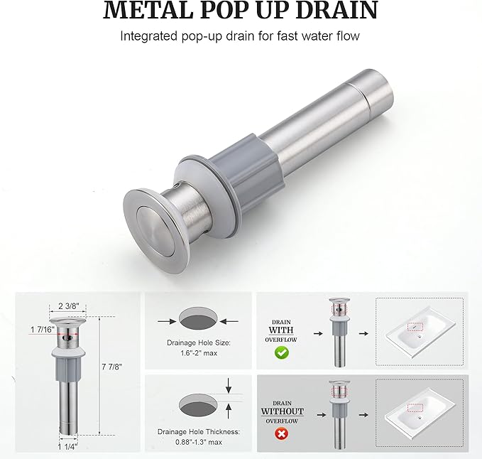 Ultimate Unicorn Pull Down Bathroom Sink Faucet - Anti-Splash Brushed Nickel 4 Inch Centerset Vanity Faucets 3 Hole with Pop Up Drain, Two Handle Modern Washbasin Tap Set with Sprayer for Rv Restroom
