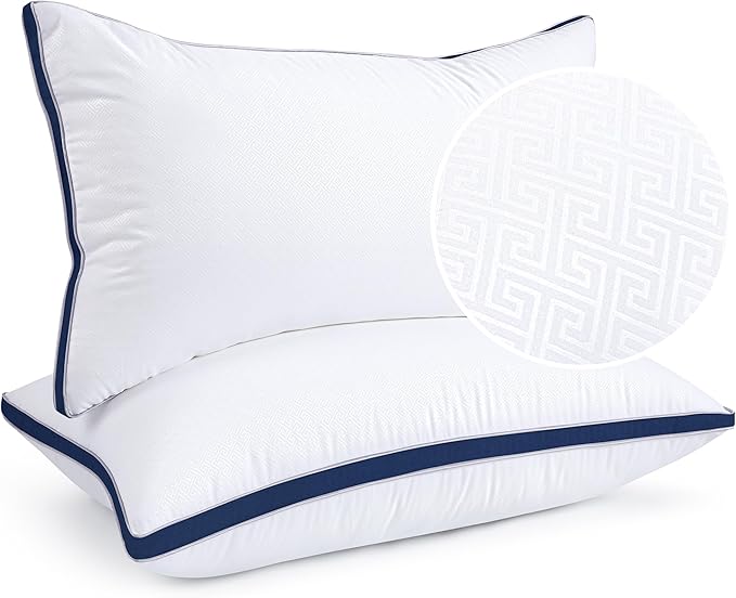 viewstar Bed Pillows King Sizes Set of 2, Hotel Quality Cooling Down Alternative Gusseted Pillows for Side, Back, or Stomach Sleepers, Navy