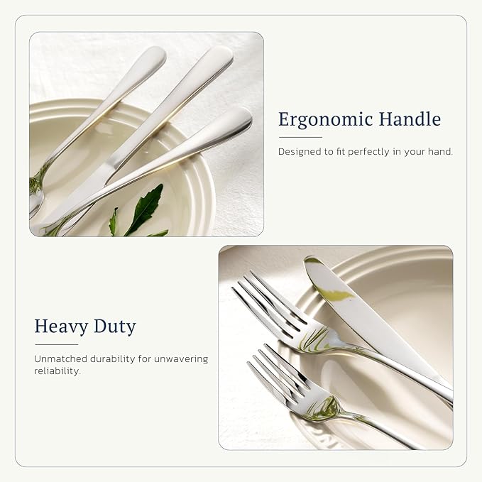 Astercook Silverware Set with Steak Knives 24-Piece Flatware Set for 4 Food-Grade Stainless Steel Cutlery Set Mirror Polished Utensils Set Include Spoons and Forks for Home Gifts for Women