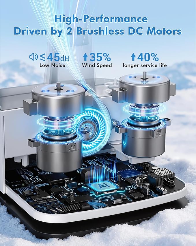 4-in-1 Portable Air Conditioners: 1700ml Tank Mini Air Conditioner with 120° Oscillating 16.5ft Remote - Evaporative Air Cooler with 3 Speed & 7 Lights 1-7H Timer - Portable AC Unit for Bedroom