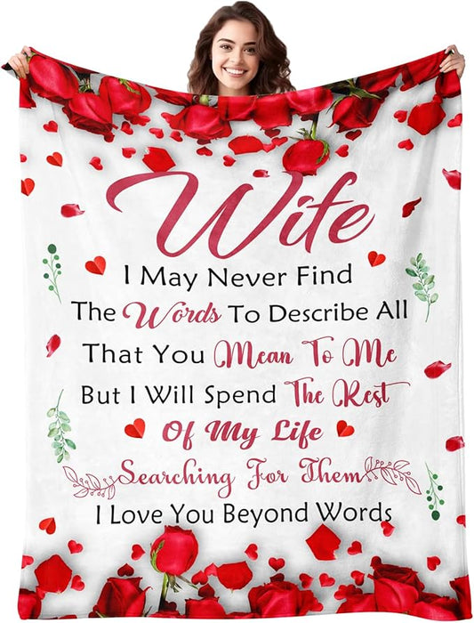 Birthday Gifts for Wife - Gifts for Wife from Husband - Anniversary Wedding Gift for Women - Wives Birthday Gift Ideas - Romantic I Love You Present for Her - to My Wife's Blanket 60"x80"
