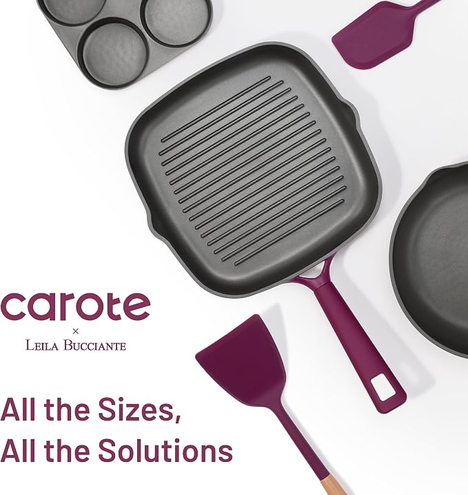 CAROTE 31pcs Pots and Pans Set, Nonstick Cookware Set | Induction Kitchen Set, Durable Coating, Easy Clean, Fit All Stovetops, Even Heating, Purple