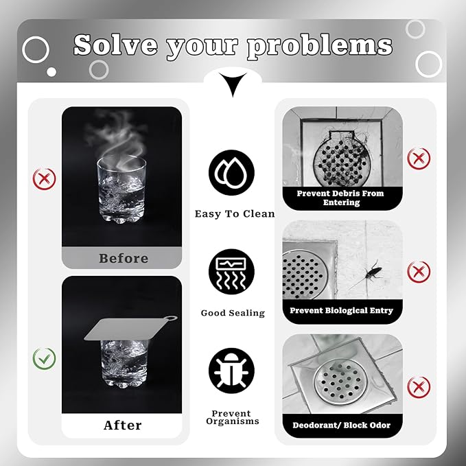 2 Pieces Silicone Tub Stopper Shower Drain Cover Floor Drain Anti-Odor Mat Shower Silica Gel Drain Plugs Bathtub Drain Cover Sewer Deodorization Floor Drain Mat for Kitchen, Bathroom and Laundry